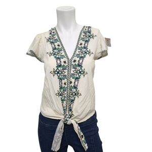NWT Max Studio London Cream Boho Top Size XS